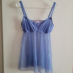 Victorias Secret Sz M Blue Silk Lace Babydoll Nightie Lingerie 2001 Y2K Vintage